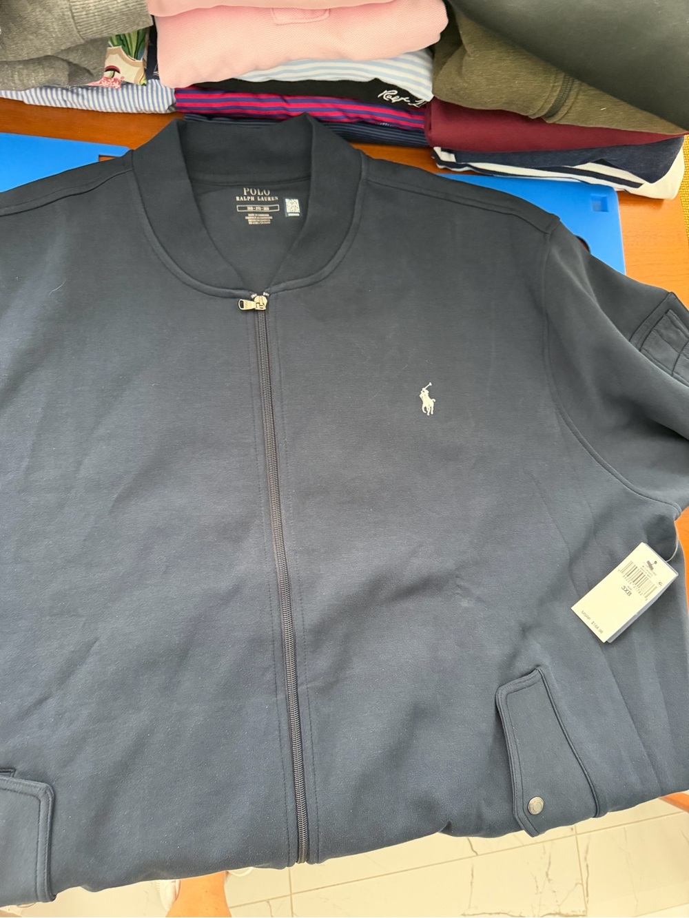 NWT Polo by Ralph Lauren Men’s Navy Full-Zip Bomber Sweater 3XB